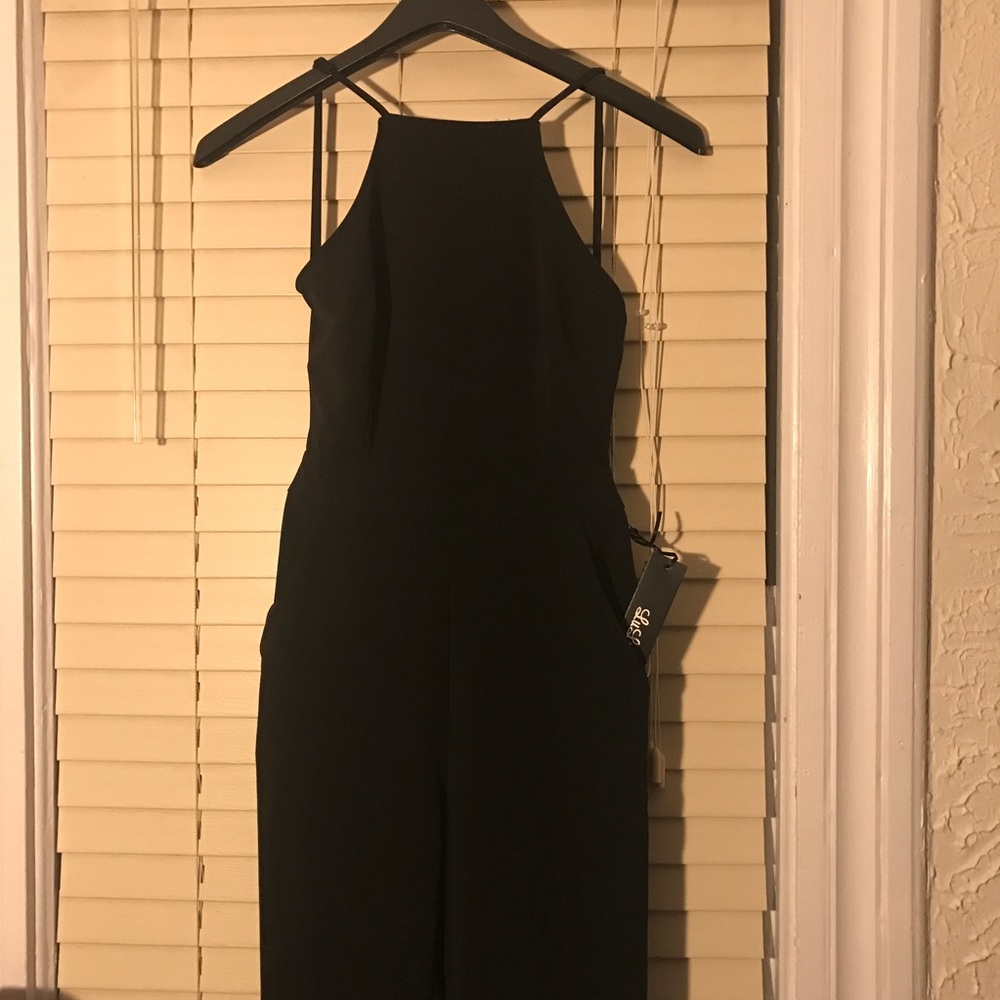 Lulu's backless jumpsuit with pockets